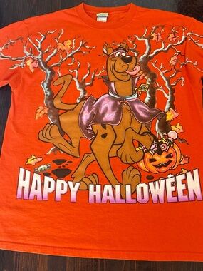 Vintage Cartoon Network Scooby-Doo Orange Halloween Graphic Tee